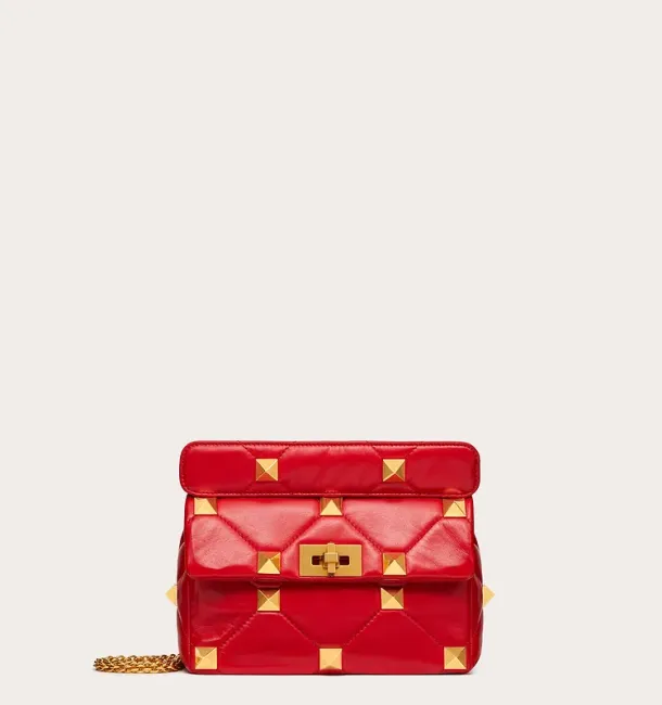 Valentino MEDIUM NAPPA ROMAN STUD THE SHOULDER BAG WITH CHAIN