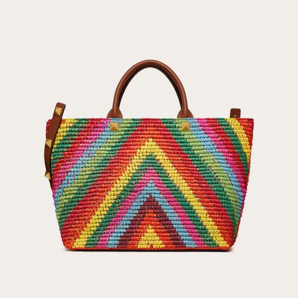 Valentino SUMMER TOTE IN MULTICOLORED RAFFIA