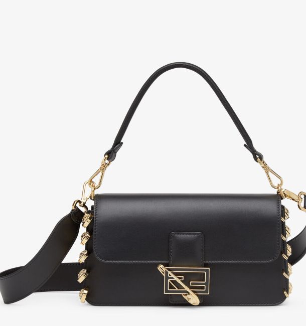 Fendi Baguette Spille Сумка Fendace из кожи черного цвета