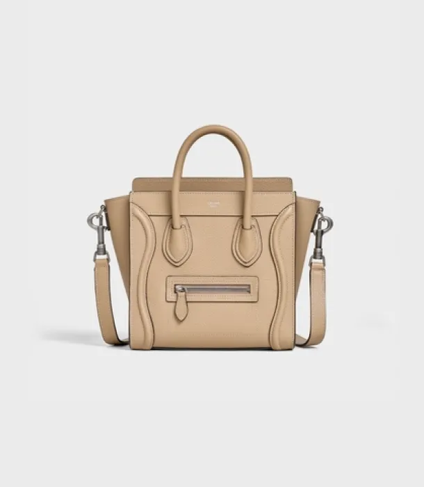Celine Nano Luggage bag in drummed calfskin Dune