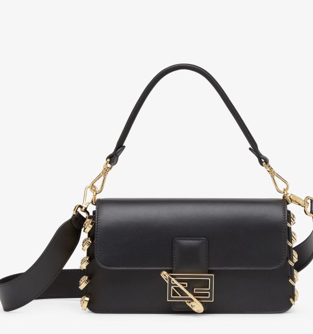 Fendi Baguette Spille Сумка Fendace из кожи черного цвета