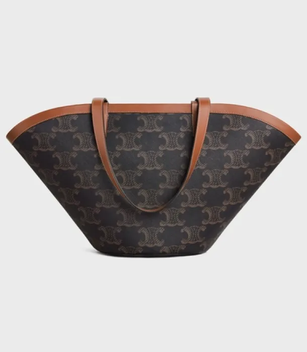 Celine Medium Couffin Bag in Triomphe Canvas XL and Calfskin Tan